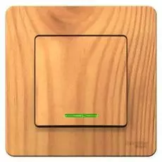 Выключатель Systeme Electric BLNVS010115 1-клавишный с подсветкой, 10А, 250B Ясень внутр (кратно 10 шт)