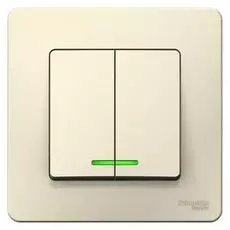 Выключатель Schneider Electric BLNVS010512 2-клавишный с подсветкой, 10А, 250B Молочный внутр
