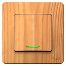 Выключатель Systeme Electric BLNVS010515 2-клавишный с подсветкой, 10А, 250B Ясень внутр