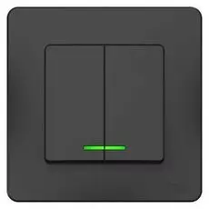 Выключатель Schneider Electric BLNVS010516 2-клавишный с подсветкой, 10А, 250B Антрацит внутр