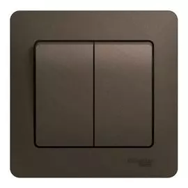 Выключатель Systeme Electric GSL000852 2-клавишный, сх.5, 10АХ (в сборе) шоколад