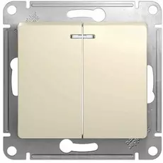 Выключатель Schneider Electric GSL000953 Glossa 2-клавишный с подсветкой сх.5а (молочный)