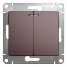 Выключатель Schneider Electric GSL001253 Glossa 2-клавишный с подсветкой сх.5а (платина)
