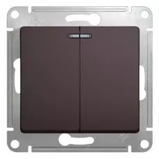 Выключатель Schneider Electric GSL001353 Glossa 2-клавишный с подсветкой сх.5а (графит)