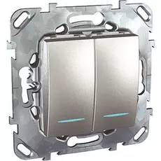 Выключатель Schneider Electric MGU5.0101.30NZD Unica Top алюм двухклавишный 2мод с инд. ламп