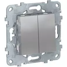Выключатель Schneider Electric NU521130 UnicaNew, алюминий, 2-клавишный, сх. 5