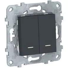 Выключатель Schneider Electric NU521154N UnicaNew, антрацит, 2-клавишный, 2 модуля, с подсветкой, 2