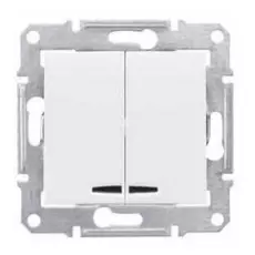 Выключатель Schneider Electric SDN0300321 Sedna 2-клавишный с синей подсветкой 10А, 250 В, IP20 (сх.5) (белый)