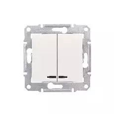 Выключатель Schneider Electric SDN0300347 Sedna 2-клавишный с синей подсветкой 10А, 250 В, IP20 (сх. 5) (бежевый)