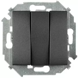 Выключатель Simon 1591391-038 трехклавишный, 10А, 250В, винтовой зажим, графит