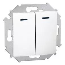 Выключатель Simon 1591392-030 Simon 15 Белый 2-клавишный с подсветкой, 16А, 250В, винт.заж.