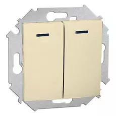 Выключатель Simon 1591392-031 Simon 15 Бежевый 2-клавишный с подсветкой, 16А, 250В, винт.заж.