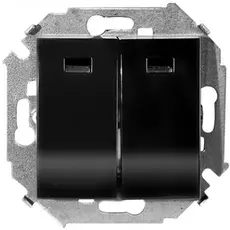 Выключатель Simon 1591392-032 Simon 15 Чёрный 2-клавишный с подсветкой, 16А, 250В, винт.заж.