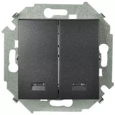 Выключатель Simon 1591392-038 двухклавишный с подсветкой, 16А, 250В, винтовой зажим, графит