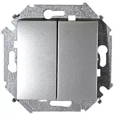 Выключатель Simon 1591397-033 Simon 15 Алюминий 2-клавишный проходной (переключатель), 16А, 250В, винт.заж.