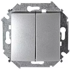 Выключатель Simon 1591398-033 Simon 15 Алюминий 2-клавишный, 16А, 250В, винт.заж.