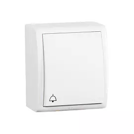 Выключатель Simon 1594160-030 Simon 15 Aqua Белый 1-клавишный кнопочный с/п с символом "звонок" наружный, IP54