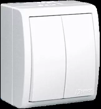 Выключатель Simon 1594398-030 Simon 15 Aqua Белый 2-клавишный наружный, IP54
