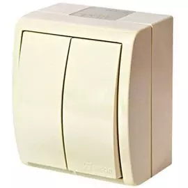 Выключатель Simon 1594399-031 Simon 15 Aqua Бежевый 2-клавишный с/п наружный, IP54