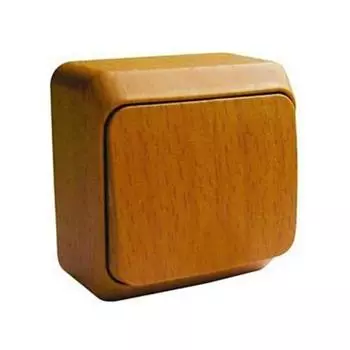 Выключатель Schneider Electric BA10-001T Этюд 1-клавишный, наружный, с подрозетником,10 А, 220/250 В, 3680 Вт, IP20, в сборе (сх. 1) (темный бук)