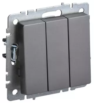 Выключатель трехклавишный IEK BR-V30-0-10-K46 BRITE 10А ВС10-3-0-БрС Сталь