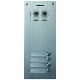 Вызывная панель COMMAX DR-4UM(M) многоквартирная на 4 абонента в алюминиевом корпусе, совместим с аудио трубками COMMAX DP-SS и DP-ML, врезная, 12 В (