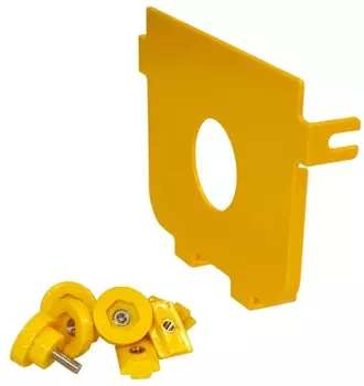 Заглушка Lanmaster LAN-OT120-ND-T42 торцевая оптического лотка 120 мм и кабельного спуска, с отверстием под трубу 42 мм, желтая