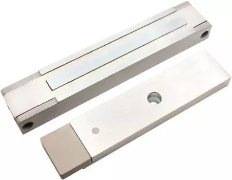 Замок электромагнитный Aleko ALM-400P-24V (серый) с герконом; 400кг. DC 24В; 0,35А. -20...+40 °C. IP54