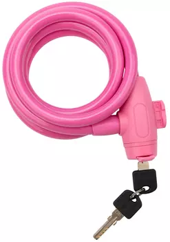 Замок Четыре сезона 79-0364 тросовый взломостойкий для велосипедов и колясок с ключом 65 см розовый