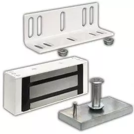 Замок электромагнитный Олевс М1-200 с уголком белый, 200 кг удержания, 12 В/0,4 А, монтажный уголок в комплекте