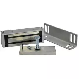 Замок Олевс М1-400 (серый) электромагнитный 400кг удержания, 12 В/0,4 А, 170х55х35мм, уголок в комплекте, цвет серый