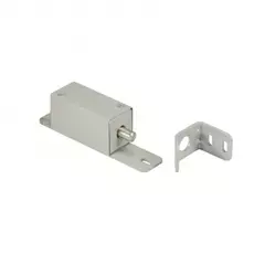 Замок Promix SM491.10 усилие удержания 150 кг, с ригелем, кожухом и прямоугольным кронштейном крепления, DC 12 В/0,65 А, серебро
