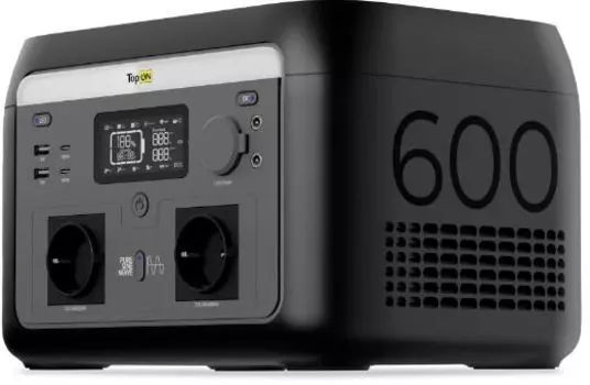 Зарядная станция TopOn TOP-H600 портативная 512Wh (160000mAh), 2*600W (220-240V PSW), авторозетка и 2 DC 12.6V 126W, 2 USB-C Power Delivery 100W, 2 US