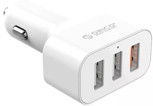 Зарядное устройство автомобильное Orico UCH-Q3-WH ORICO-UCH-Q3-WH 1 x 3.6-6.5V/3A, 6.5-9V/2A, 9-12V/1.5A; 1 x 5V2.4A; 1 x 5V1A, white