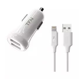 Зарядное устройство автомобильное TFN CC2U24ALIGWH 2.4A+8pin white