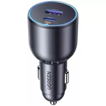 Зарядное устройство автомобильное UGREEN EC701 63W 2-Port USB-C PD&USB-A w/o Cable Fast Car Charger без кабеля, цвет: серый