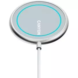 Зарядное устройство беспроводное Canyon WS-100 CNS-WCS100 15W/10W/7.5W/5W, Type-С cable 1.5m, silver