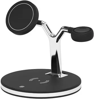 Зарядное устройство беспроводное Lyambda LT111-V2 магнитное для телефона, часов и наушников, черное