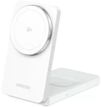 Зарядное устройство беспроводное UGREEN W706 45057_ 2-in-1 Wireless Charger Qi2 for Iphone 15W &AirPods. Цвет: белый