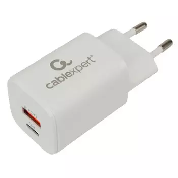 Зарядное устройство Cablexpert MP3A-PC-42 30Вт GaN, 3А, QC3.0/PD, 1хUSB, 1хType-C, белый, пакет