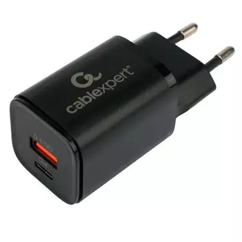 Зарядное устройство Cablexpert MP3A-PC-43 30Вт GaN, 3А, QC4.0/PD, 1хUSB, 1хType-C, черный, пакет