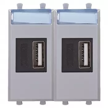 Зарядное устройство DKC 4404542 USB, модульное, "Закаленная сталь", 2модуля, "Avanti"