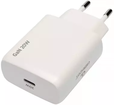 Зарядное устройство сетевое Cablexpert MP3A-PC-59 Зарядное устройство Cablexpert 20Вт GaN, 3А, QC4.0/PD, 1xType-C, белый, пакет