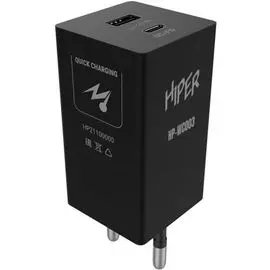 Зарядное устройство сетевое HIPER HP-WC003 3A+2.22A PD+QC универсальное черное