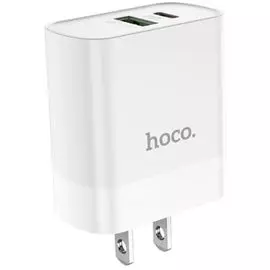 Зарядное устройство сетевое Hoco C80 УТ000030947 с кабелем, Type-C-Type-C, USB+Type-C, PD20+QC3.0, US plug, белое