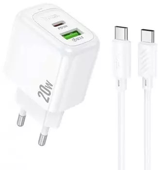 Зарядное устройство сетевое Hoco CS54A Surplu Hoco 31532 20W 3A (PD+QC) USB-A/Type-C универсальное белый