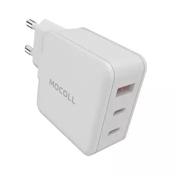 Зарядное устройство сетевое MOCOLL RUI III Series 65WW 65W, 2*USB-C, USB-A, белый