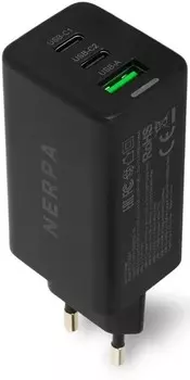 Зарядное устройство сетевое Nerpa PD333CBX 220В 65W GaN PD+QC3.0, 2xUSB-C, 1xUSB-A, USB-C - USB-C 100W cable 1.5m black, EU plug, BOX