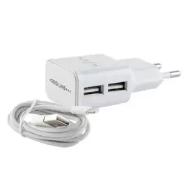 Зарядное устройство сетевое Red Line NT-2A УТ000013637 2 USB, 2.1A + кабель Lightning для Apple, белый