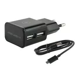 Зарядное устройство сетевое Red Line NT-2A УТ000013638 2 USB, 2.1A + кабель MicroUSB, черный